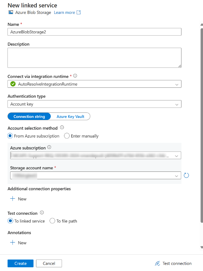 new linked service